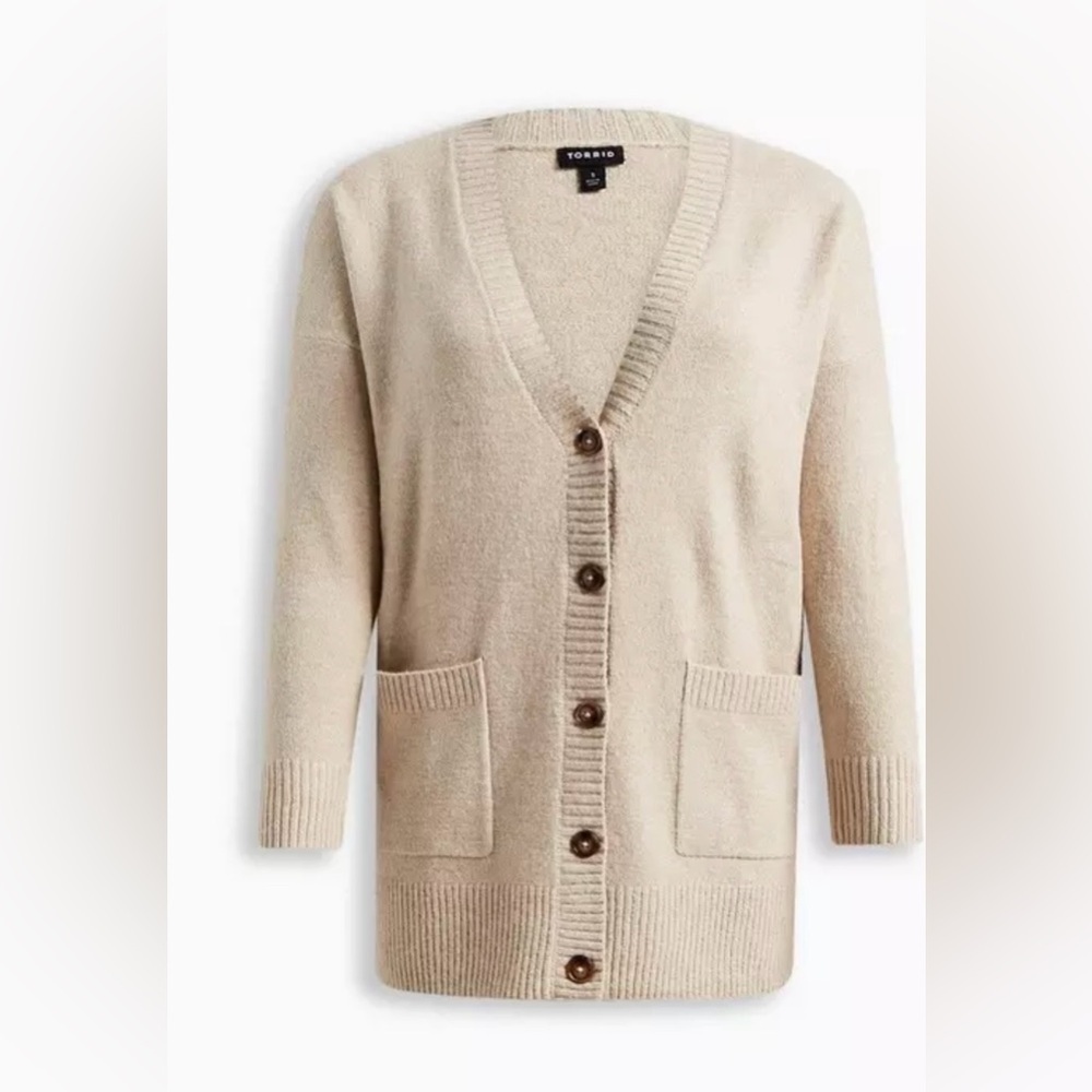 Vegan Cashmere Boyfriend Cardigan V-Neck Sweater Button Up Front, NWT size 3X - Picture 2 of 11